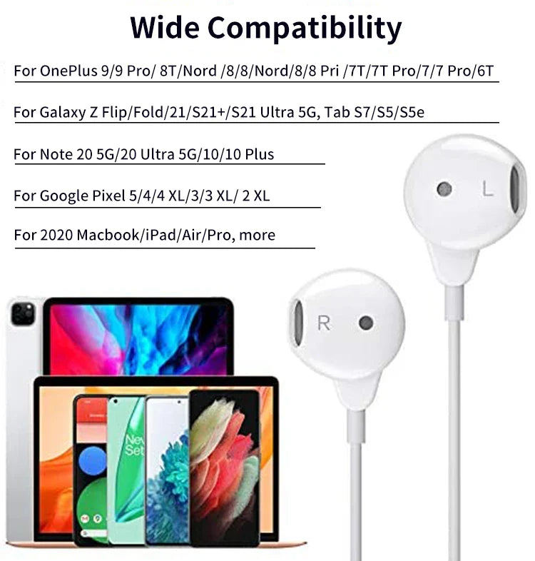 KTX-435987 Noise-Cancelling USB-C In-Ear Headphones with Microphone and Stereo Sound