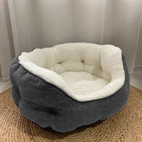 HKM-777171 Cozy High Rest Nest Cat Bed with Dark Gray Shell Backrest for Small to Medium Pets, Perfect for Autumn and Winter