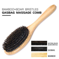 HKM-120083 Natural Boar Bristle Hairbrush with Bamboo Handle for All Hair Types