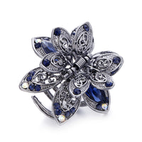 HKM-043347 Stylish Alloy Flower Hair Clips in Purple, Blue, and Gray for Women