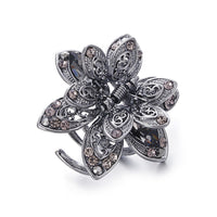 HKM-043347 Stylish Alloy Flower Hair Clips in Purple, Blue, and Gray for Women