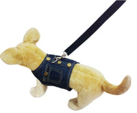 HKM-584083 Denim Chest Harness Jacket with Leash for Dogs - Adjustable Sizes S, M, L
