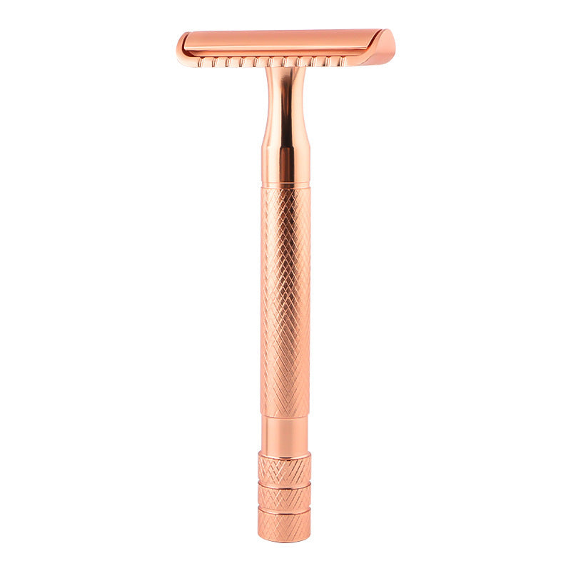 HKM-724051 Vintage Manual Razor Set with 5 Replacement Blades - Matte Black, Rose Gold, Silver