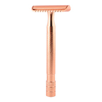 HKM-724051 Vintage Manual Razor Set with 5 Replacement Blades - Matte Black, Rose Gold, Silver