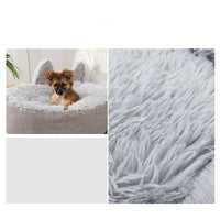 HKM-299155 Faux Fur Plush Indoor Cat and Dog Bed House – Soft and Cozy Fluffy Pet Nest