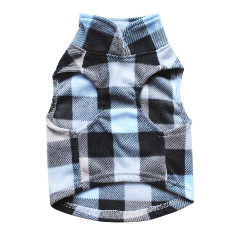 HKM-445779 Plaid Fleece Sweater for Pets - Cozy and Stylish Dog and Cat Clothing