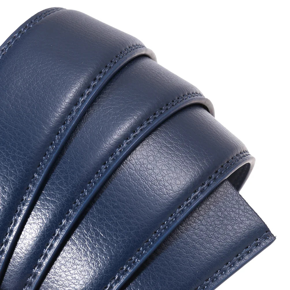 HKM-785939 Men's Casual 3.5CM Wide Blue Belt - Stylish & Versatile Accessory