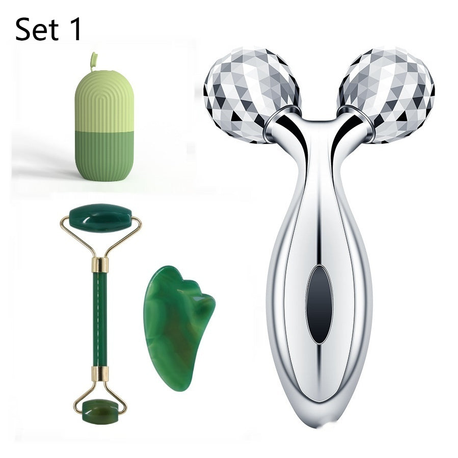 HKM-771987 V Facial Massager - Body Roller with Stainless Steel and ABS Resin, 135g