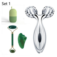 HKM-771987 V Facial Massager - Body Roller with Stainless Steel and ABS Resin, 135g