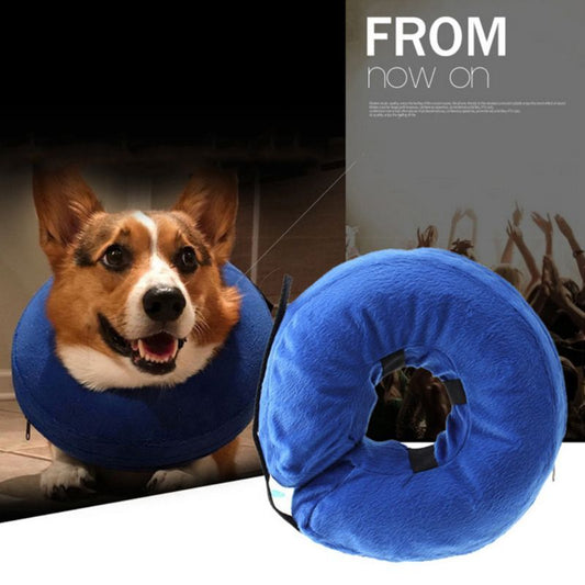 HKM-094675 Inflatable Pet Recovery Collar for Dogs and Cats - Soft Plush Adjustable Anti-Bite and Anti-Lick Design