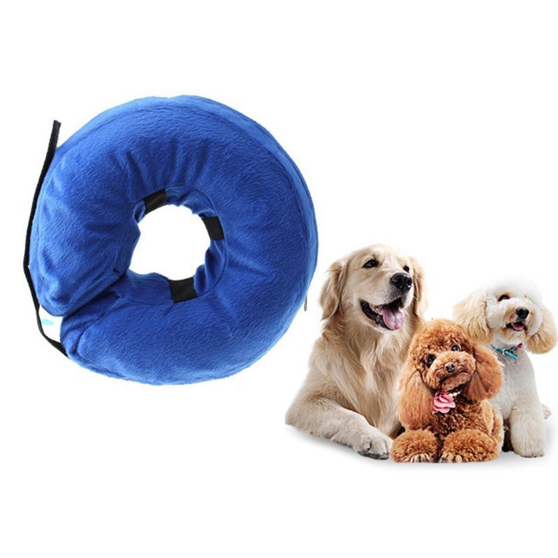 HKM-094675 Inflatable Pet Recovery Collar for Dogs and Cats - Soft Plush Adjustable Anti-Bite and Anti-Lick Design