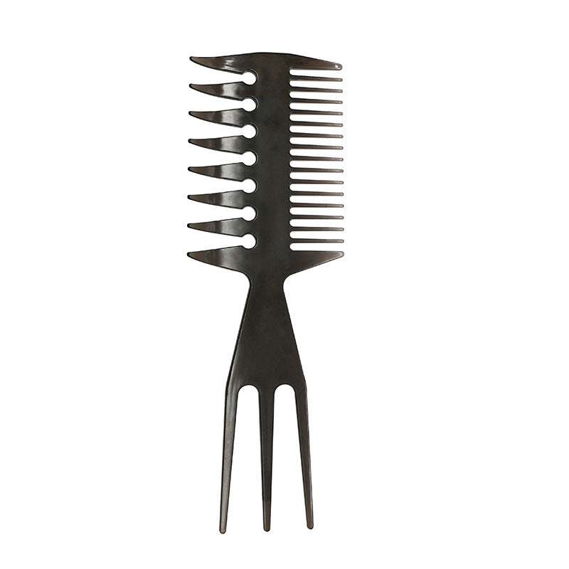 HKM-820051 Double-Sided Retro Oil Hair Comb in Blue, Black, Gold - Versatile Styling Tool
