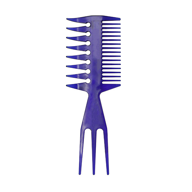 HKM-820051 Double-Sided Retro Oil Hair Comb in Blue, Black, Gold - Versatile Styling Tool
