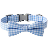HKM-045779 Checkered Dog Collar with Bow Tie - Cotton Polyester in Multiple Colors