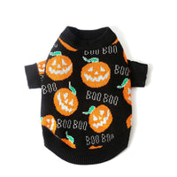 HKM-433747 Halloween Pumpkin Pattern Dog Sweater in Black - Sizes S to XXL