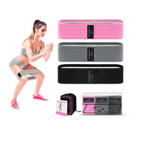 HKM-753363 Fabric Resistance Bands Set for Fitness - Lake Blue (Weak), Pink (Medium), Purple (Strong) - 76x8cm