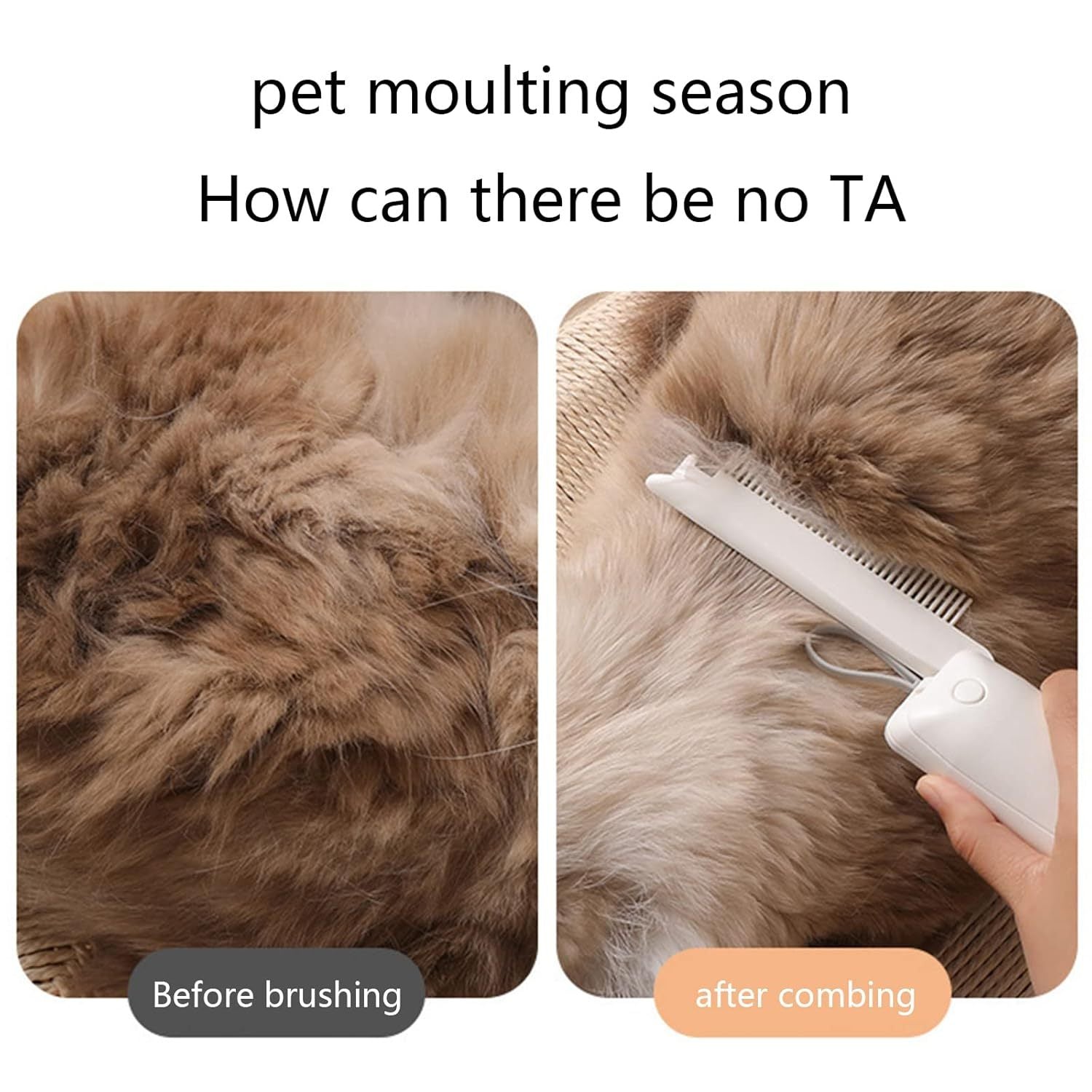 HKM-761875 3-in-1 Pet Grooming Comb with Round Smooth Ends and Lint Brush for Safe and Comfortable Use
