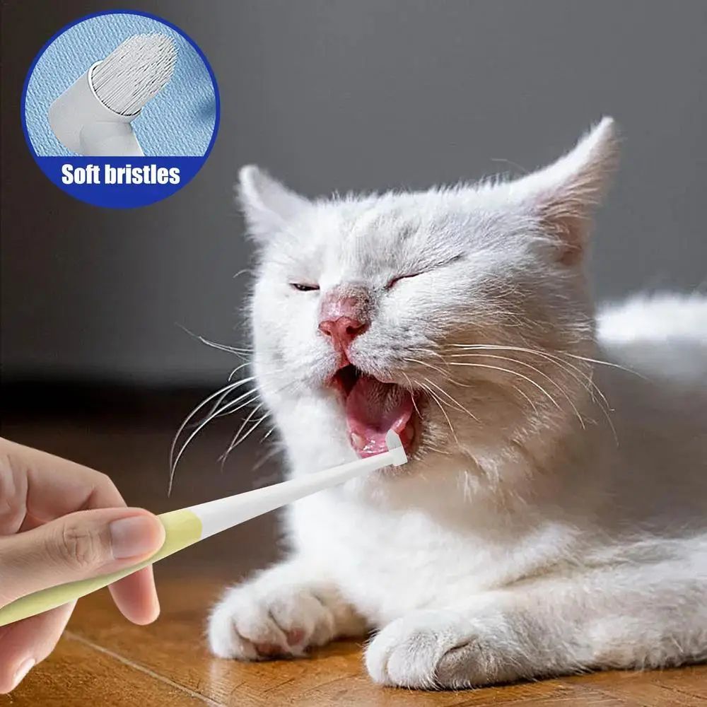 HKM-594387 Cat and Small Dog Toothbrush with Soft Bristles and Anti-Slip Handle for Safe Oral Care