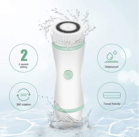 HKM-047635 4-in-1 Waterproof Facial Cleansing Brush with Travel Case – Deep Cleansing, Exfoliating & Pore Tightening Brush Set