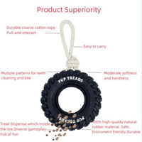 HKM-549139 Durable Interactive Chew Toy for Large Dogs - Natural Rubber Tire Design with Treat Dispenser for Aggressive Chewers