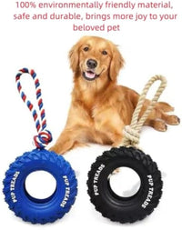 HKM-549139 Durable Interactive Chew Toy for Large Dogs - Natural Rubber Tire Design with Treat Dispenser for Aggressive Chewers