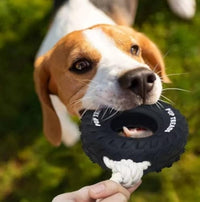 HKM-549139 Durable Interactive Chew Toy for Large Dogs - Natural Rubber Tire Design with Treat Dispenser for Aggressive Chewers