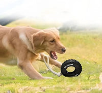 HKM-549139 Durable Interactive Chew Toy for Large Dogs - Natural Rubber Tire Design with Treat Dispenser for Aggressive Chewers