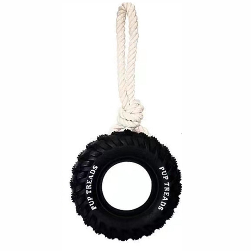 HKM-549139 Durable Interactive Chew Toy for Large Dogs - Natural Rubber Tire Design with Treat Dispenser for Aggressive Chewers