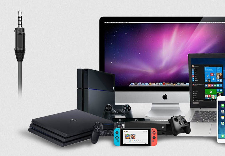 KTX-212243 Noise-Cancelling Headset with 50mm Drivers and Omnidirectional Microphone, 3.5mm Interface, Tungsten Black