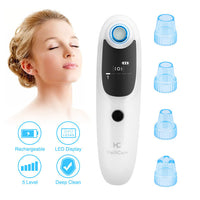 HKM-325075 Rechargeable Electric Blackhead Remover with 5 Suction Heads for Skin Tightening and Rejuvenation