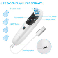 HKM-325075 Rechargeable Electric Blackhead Remover with 5 Suction Heads for Skin Tightening and Rejuvenation