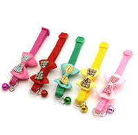 HKM-076243 Pet Bell Bow Neck Collar for Small Dogs and Cats - Adjustable, Colorful Bow Tie Design with Bells
