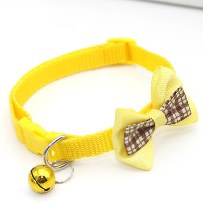 HKM-076243 Pet Bell Bow Neck Collar for Small Dogs and Cats - Adjustable, Colorful Bow Tie Design with Bells