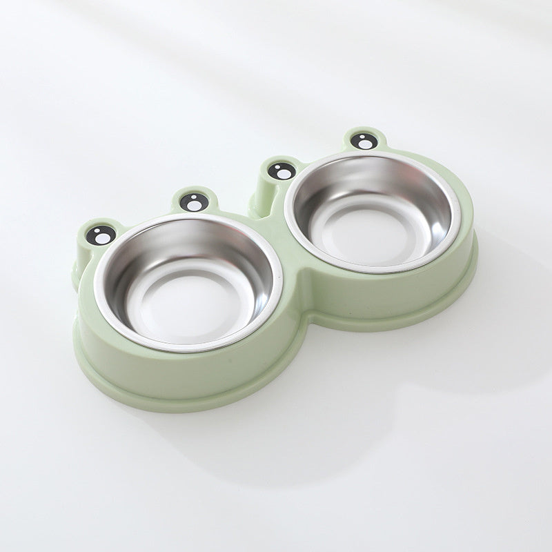 HKM-431891 Stainless Steel Double Bowl for Cats and Dogs - Versatile Pet Feeding and Drinking Utensils