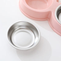 HKM-431891 Stainless Steel Double Bowl for Cats and Dogs - Versatile Pet Feeding and Drinking Utensils