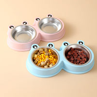 HKM-431891 Stainless Steel Double Bowl for Cats and Dogs - Versatile Pet Feeding and Drinking Utensils