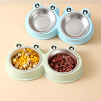 HKM-431891 Stainless Steel Double Bowl for Cats and Dogs - Versatile Pet Feeding and Drinking Utensils