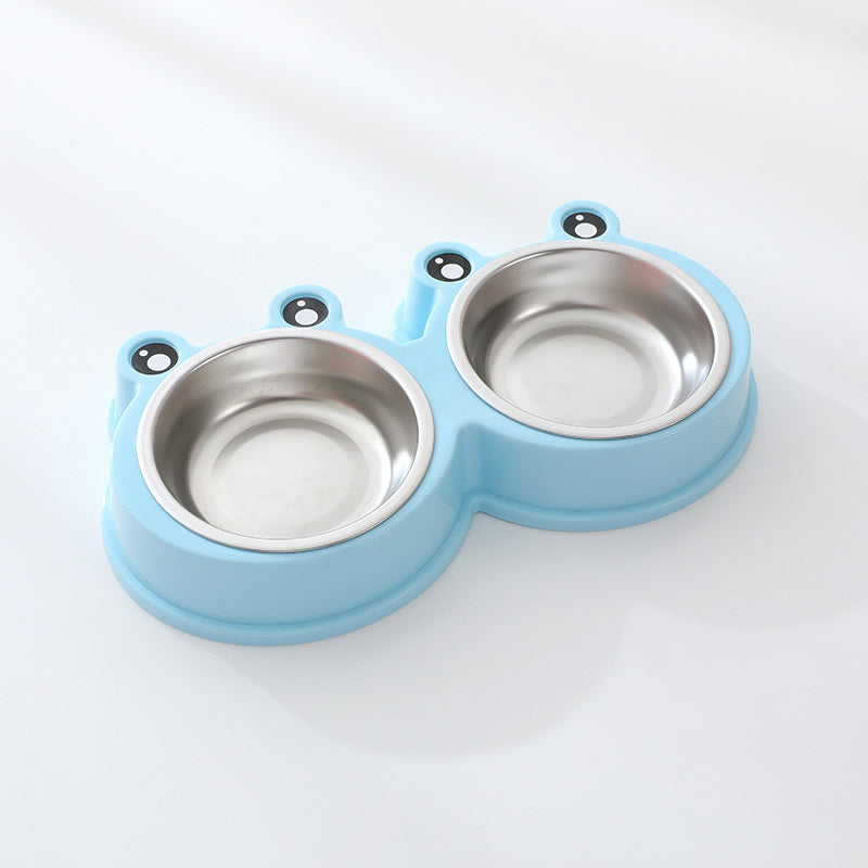 HKM-431891 Stainless Steel Double Bowl for Cats and Dogs - Versatile Pet Feeding and Drinking Utensils