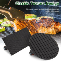 HKM-286995 Pre-Seasoned Cast Iron Grill Press Set - Round & Rectangular Steak Weights with Wooden Handles