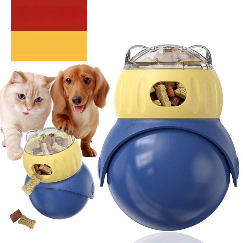 JMT-649866 Owl-Themed Self-Serve Food Dispensing Puzzle Toy for Cats - Morandi Yellow & Blue