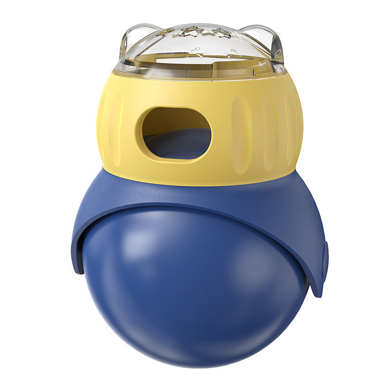 JMT-649866 Owl-Themed Self-Serve Food Dispensing Puzzle Toy for Cats - Morandi Yellow & Blue