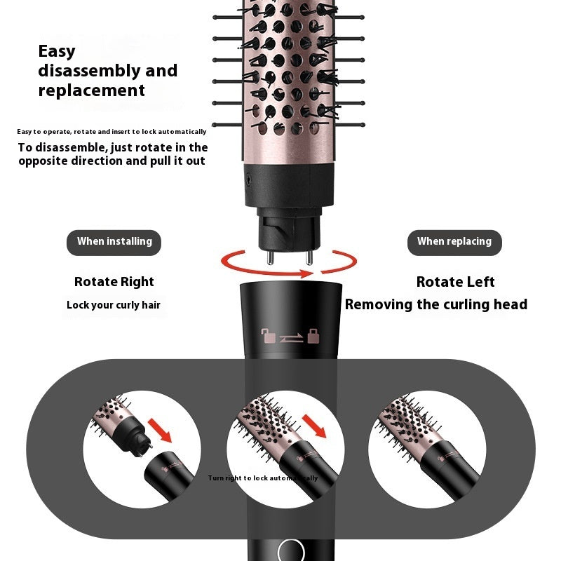 HKM-092627 Automatic Multifunctional Large Wave Hair Curler with Headbands - Rose Gold and Black Options, 1000W, Wired Power Supply