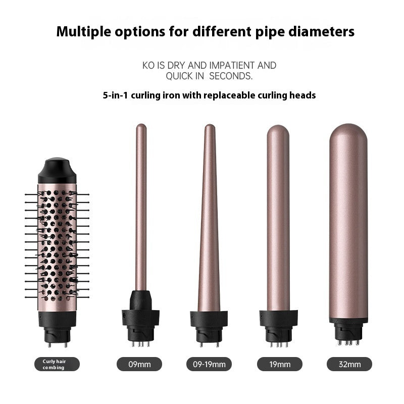 HKM-092627 Automatic Multifunctional Large Wave Hair Curler with Headbands - Rose Gold and Black Options, 1000W, Wired Power Supply