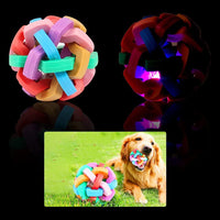 HKM-005587 Interactive Flashing Dog Chew Balls with Bells - Colorful, Bite-Resistant Toys for All Dog Sizes