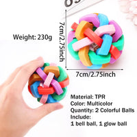 HKM-005587 Interactive Flashing Dog Chew Balls with Bells - Colorful, Bite-Resistant Toys for All Dog Sizes