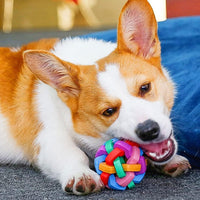 HKM-005587 Interactive Flashing Dog Chew Balls with Bells - Colorful, Bite-Resistant Toys for All Dog Sizes