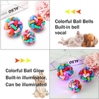 HKM-005587 Interactive Flashing Dog Chew Balls with Bells - Colorful, Bite-Resistant Toys for All Dog Sizes