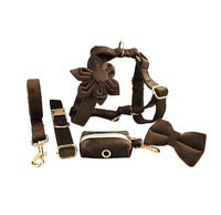 HKM-729619 Soft Velvet Dog Collar with Matching Accessories - Adjustable Sizes XS to XL