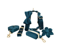 HKM-729619 Soft Velvet Dog Collar with Matching Accessories - Adjustable Sizes XS to XL