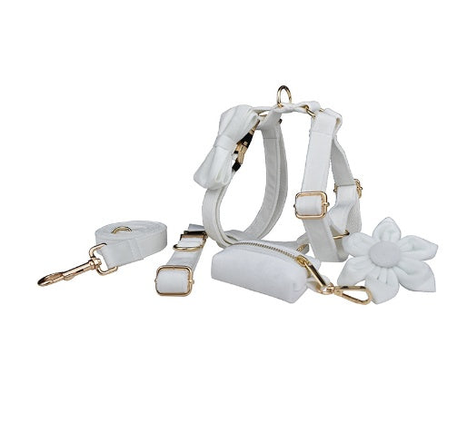 HKM-729619 Soft Velvet Dog Collar with Matching Accessories - Adjustable Sizes XS to XL
